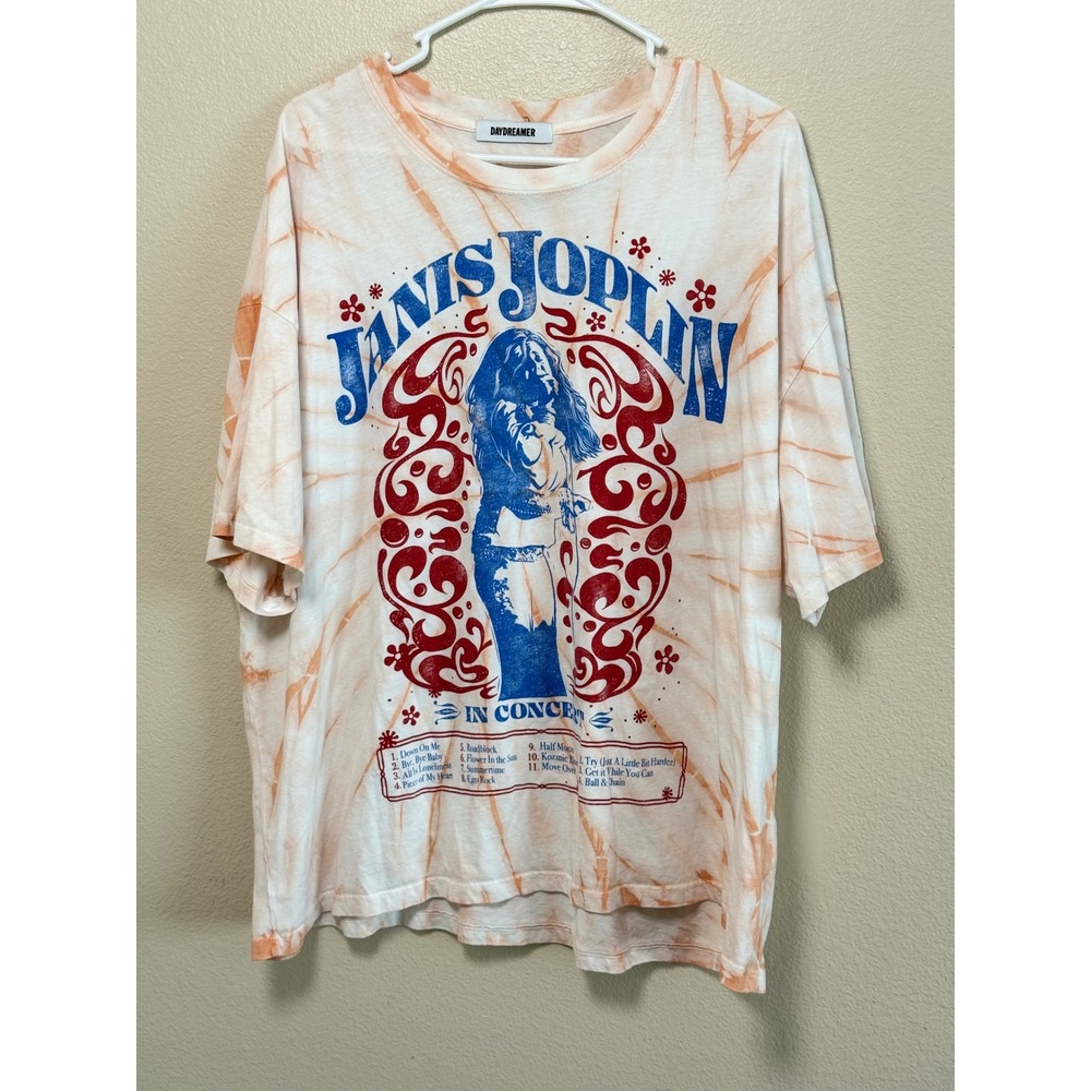 Daydreamer Janis Joplin In Concert Tie Dye Graphic T-Shirt One Size Orange White
